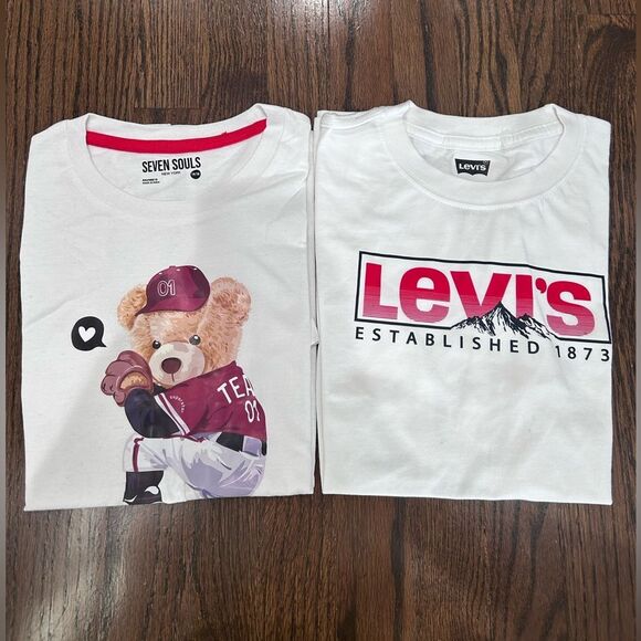 NEW Levi’s & Seven Souls Boys Tshirt Size L(14/16) White - Picture 1 of 12